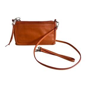 Hobo soft orange leather convertible crossbody or wristlet pockets in & out